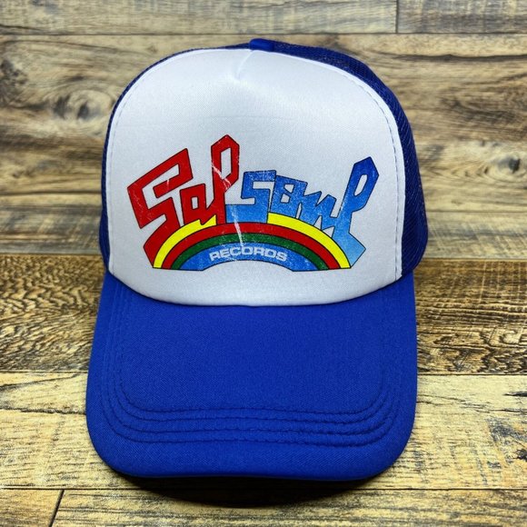SalSoul Records Mens Trucker Hat Blue Snapback 1970s Vintage Logo Baseball Cap - Picture 2 of 8
